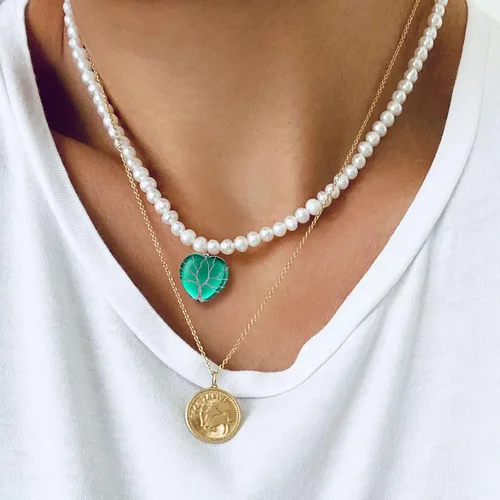 Vista 3 de Bestyle Collar de cristal curativo envuelto en árbol de la vida, colgante de piedra natal de 12 meses para mujeres, joyas de piedras preciosas