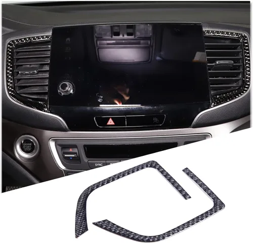 Vista 12 de Kit de calcomanías de fibra de carbono real 3D suave para consola de automóvil, salida de aire, marco de ventilación, decoración compatible con Negro
