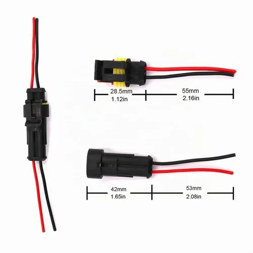 Vista 4 de Arnés de cables de conector eléctrico impermeable de 2 pines de 16 AWG para automóvil, camión, barco y otras conexiones de cables, paquete de 10 10