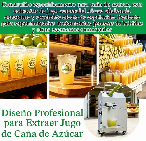 Vista 5 de TECHTONGDA Exprimidor eléctrico comercial de caña de azúcar, prensa de caña de azúcar, 3 rodillos Extractor de jugo de caña de azúcar de acero