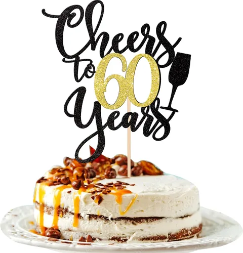 Vista 10 de 1 pieza de decoración para tartas de "Cheers to 20 años" con purpurina dorada y negra para pastel de 20 años, decoración de pastel de 20 años