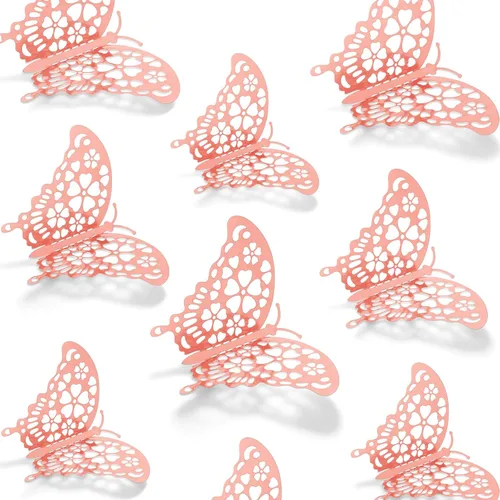 Vista 12 de AIEX 24 calcomanías de pared de mariposa 3D, adornos de mariposa 3D, calcomanías vívidas extraíbles con 3 tamaños diferentes para decoración