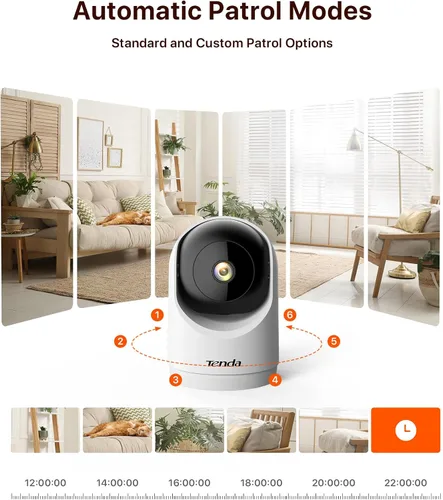 Vista 3 de Tenda Cámara de seguridad interior 2K para monitor de bebé, WiFi 6 para mascotas/perros, para seguridad del hogar, panorámica/inclinación de 360°