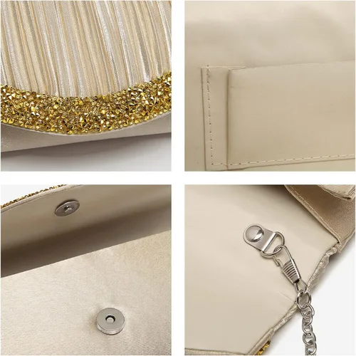 Vista 6 de Dasein Bolsos de noche de satén para mujer bolsos de mano bolsos de boda bolsos formales para fiesta graduación con diamantes de imitación