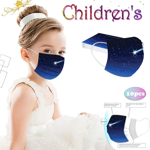 Vista 9 de 50 máscaras faciales desechables para niños y niñas, máscara de fiesta de mariposas, cuidado de la piel, vacaciones, transpirable, gruesa, 3 capas