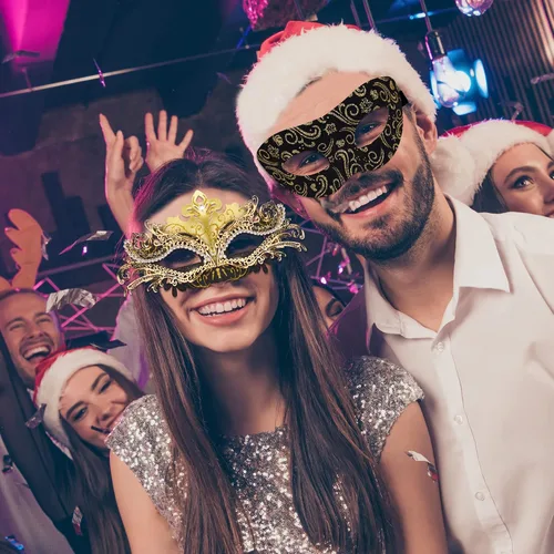 Vista 7 de SIQUK Máscaras de máscaras de metal veneciano para parejas, máscara de disfraz de Halloween, máscara de Mardi Gras para parejas, mujeres y hombres