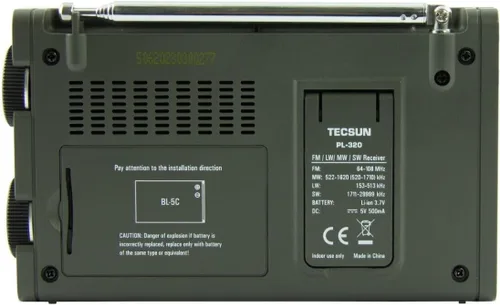 Vista 2 de Tecsun Digital PL320 Radio de banda mundial AM/FM/LW/SW DSP