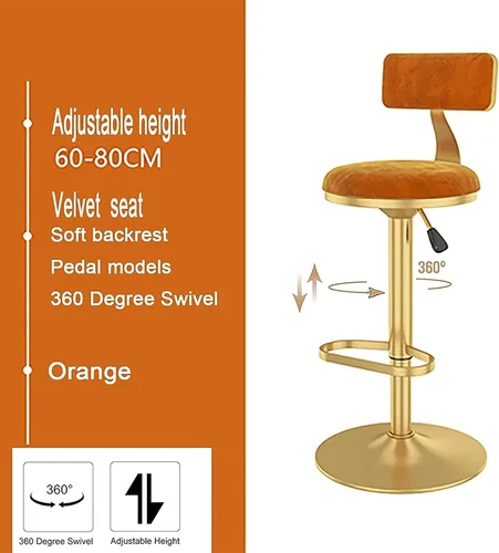 Vista 4 de Juego de 3 taburetes de comedor para desayuno, taburetes de bar ajustables, taburetes de bar giratorios de diseño moderno, taburetes elevadores