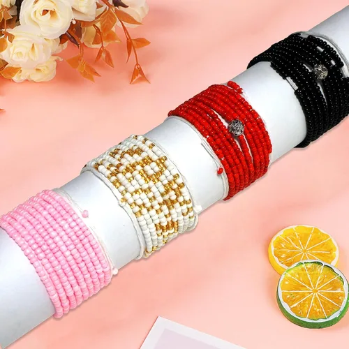 Vista 8 de 4 cuentas de cintura africana hechas a mano de 50 pulgadas para mujer, no elásticas (corbata)