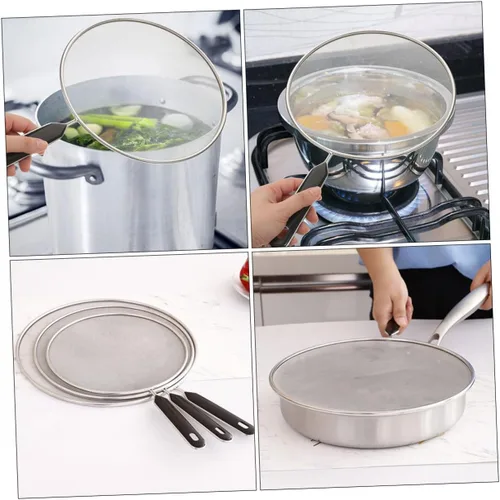 Vista 6 de 3 Pcs Stainless Steel Fine Mesh Splatter Screen for Cooking Pan