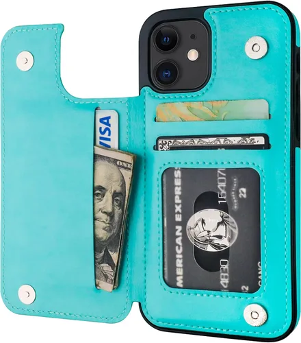 Vista 12 de ONETOP Compatible con iPhone 12 Compatible con iPhone 12 Pro Funda Cartera con Portarjetas, Funda de Cuero PU con Soporte y Ranuras para Tarjetas