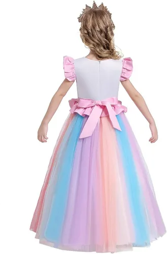 Vista 37 de REXREII Vestido de tul sin mangas para fiesta de unicornio para niñas, disfraz de carnaval, princesa, cumpleaños, Navidad, vestido largo