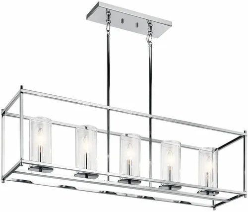 Vista 3 de Kichler Crosby - Lámpara de araña lineal de 13.75" con 5 luces de cristal transparente Olde Bronze®