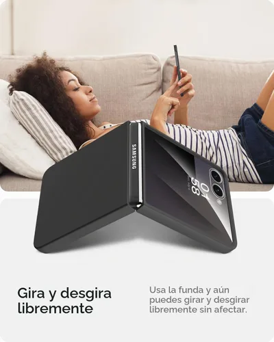 Vista 5 de Miimall Funda delgada para Galaxy Flip 7 con protector de pantalla integrado, grado militar, a prueba de golpes, a prueba de caídas, delgada Negro