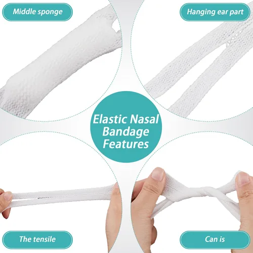 Vista 3 de Patelai 10 piezas vendas elásticas para la nariz, soporte de vendaje nasal externo con alta capacidad de absorción para nariz, blanco