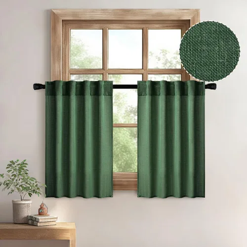 Vista 62 de MIULEE - Cortinas semitraslúcidas suaves y gruesas con textura de lino para cocina y ventana de baño, con trabilla trasera y bolsillo para Blanco