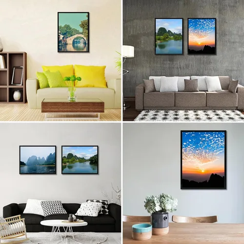 Vista 6 de Portarretratos de 12 x 16 pulgadas, compatible con fotos o pósteres de 12 x 16 pulgadas sin paspartú, para arte, fotos o pósteres, marco negro