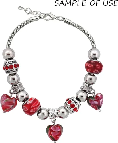Vista 5 de RUBYCA Pulsera de encanto europea de color plateado cadena de serpiente cierre de langosta fabricación de joyas 6.3 pulgadas 5pcs