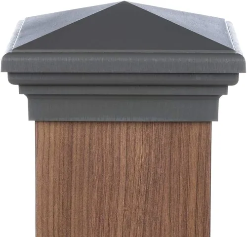 Vista 11 de Tapa de poste piramidal gris de 4 x 4 para postes de 3.5 x 3.5 pulgadas, más común para postes tratados a presión, parte superior cuadrada