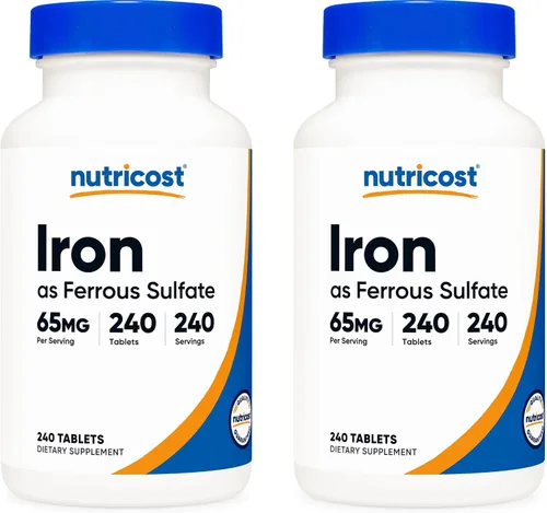 Vista 7 de Nutricost Hierro (Como Sulfato Ferroso) 65mg, 240 Tabletas - Sin OGM, Sin Gluten
