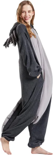 Vista 5 de DarkCom Unisex Adult Cosplay Animal Onesie Halloween Costume Christmas One Piece Pajamas Sleepwear for Women Men