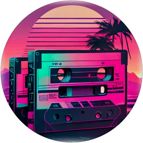 Vista 3 de cassettes vaporwave - retrowave synthwave - retro PopSockets Vintage PopGrip intercambiable