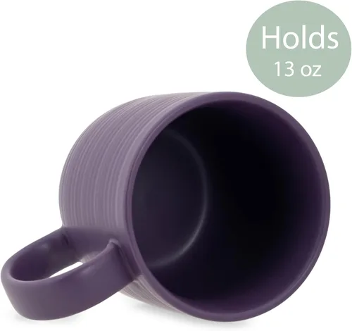 Vista 5 de Elanze Designs Juego de 2 tazas de café de cerámica de cerámica de 16 onzas, color morado acanalado