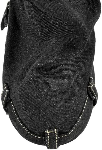 Vista 5 de Botas de mezclilla para mujer, con candado, plegables, hasta la rodilla, con cremallera, botas de mezclilla altas