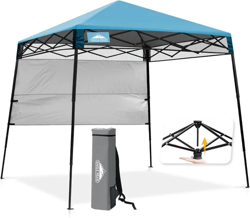 Vista 17 de EAGLE PEAK Toldo Emergente de 8x8 pies con Pared Lateral, Compacto, Portátil con Patas Inclinadas, Refugio Solar Instantáneo para Playa, Deportes
