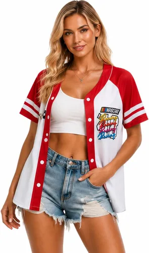 Vista 11 de Womens Baseball Jersey - Short Sleeve Button Down Graphic Tees for Women Béisbol Minnie Negro