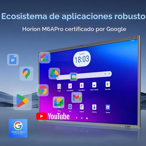 Vista 3 de Tablero inteligente de 75 pulgadas, panel plano interactivo 4k con cámara de 48 MP, certificado Google EDLA, Android 13, pizarra blanca inteligente