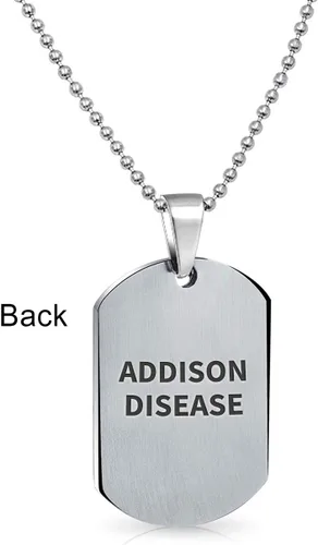 Vista 2 de Bling Jewelry Collar con colgante de acero para identificación médica personalizable para hombres y mujeres, cadena de 20 pulgadas, SM MED LG