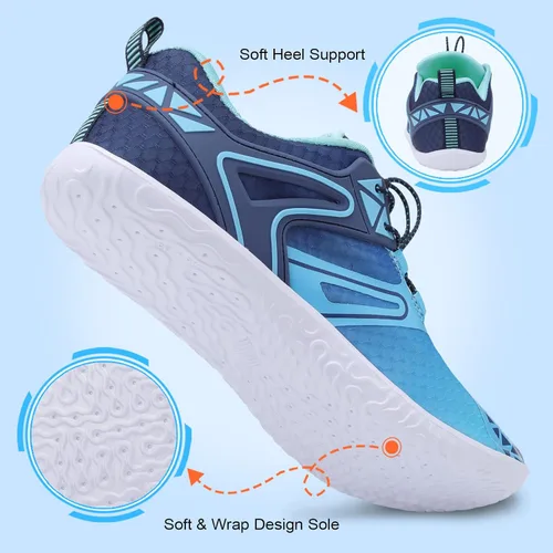 Vista 6 de L-RUN Zapatos de agua para hombre y mujer, zapatos de agua descalzos para senderismo, secado rápido, calcetines acuáticos para natación, buceo