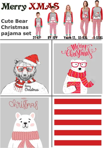 Vista 4 de Pijamas de Navidad familiares a juego, pijamas navideñas para familia o parejas