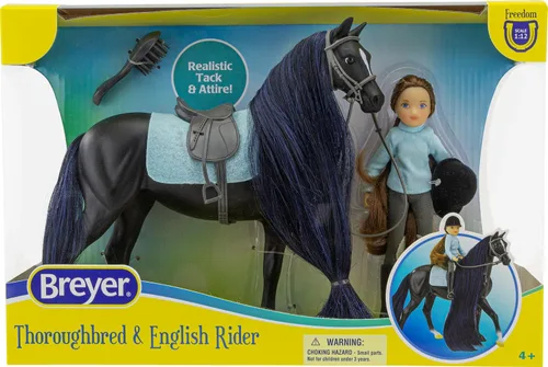 Vista 2 de Breyer Freedom Series Horse & English Rider Set - Jet & Charlotte - Figura de juguete negra de 9.75 x 7 pulgadas, escala 1:12, modelo #61145
