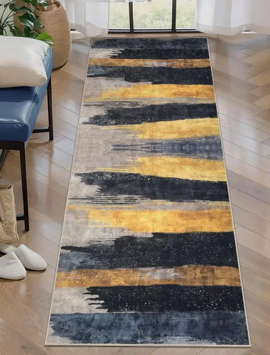 Vista 31 de Ciicool Alfombra moderna abstracta de 2 x 3 pulgadas, lavable, pequeña, antideslizante, de pelo bajo, alfombra de entrada plegable para cocina