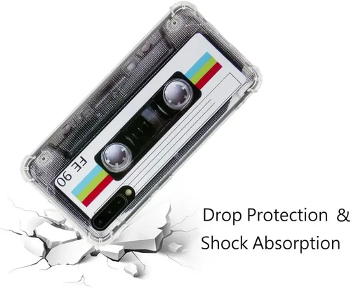 Vista 6 de FAteamll Funda para Galaxy A50 con esquinas reforzadas, TPU suave parachoques retro Cassette Cassette Funda compatible con Samsung Galaxy A50 / A50s