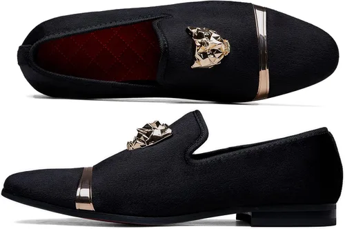 Vista 2 de Jousen Mocasines de terciopelo para hombre, zapatos de vestir, suaves, vintage, de lujo, para boda, fiesta, baile de graduación para hombres