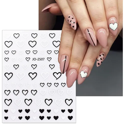Vista 5 de CHANGAR Starlight - 6 hojas de calcomanías de uñas con lazo de estrella blanca y negra, suministros para mujeres y niñas, accesorios de manicura