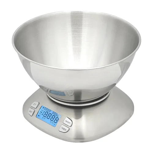 Vista 8 de The Display Guys - Báscula digital de cocina con plataforma de bambú, para laboratorio de café y alimentos, pantalla LCD, gramos, capacidad de 11