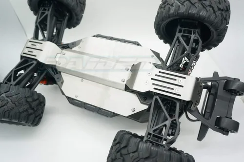 Vista 5 de V1 Versión Antigua Maxx Steel Chasis Protector Protector Armadura Delantera Centro Trasera Placa De Deslizamiento Para Traxxas V1 1/10 MAXX - Hueco