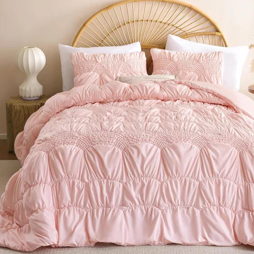 Vista 15 de JANZAA Juego de colcha tamaño Queen de 3 piezas con patrón floral, de microfibra ligera, ropa de cama reversible, 1 colcha y 2 fundas de almohada