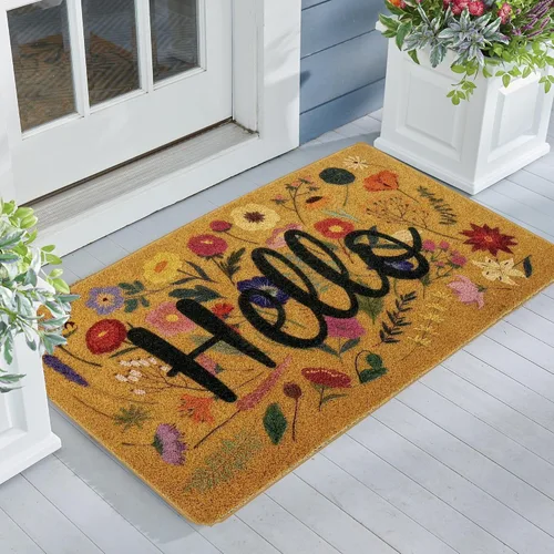 Vista 11 de IZUS Felpudo de bienvenida floral con diseño de girasoles de primavera de verano con flores de sol, antideslizantes, para puerta delantera, porche