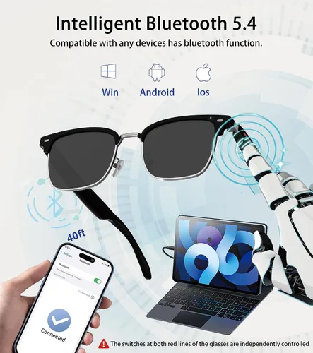 Vista 11 de Gafas de sol inteligentes, gafas Bluetooth 5.4 para hombres y mujeres
