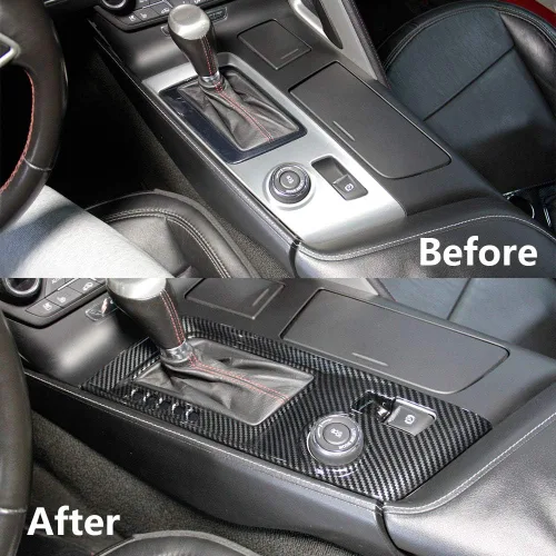 Vista 8 de Cubierta Protectora de Moldura de Panel de Engranajes de Control con Aspecto de Fibra de Carbono para 2014 2015 2016 2017 2018 Chevrolet Corvette C7