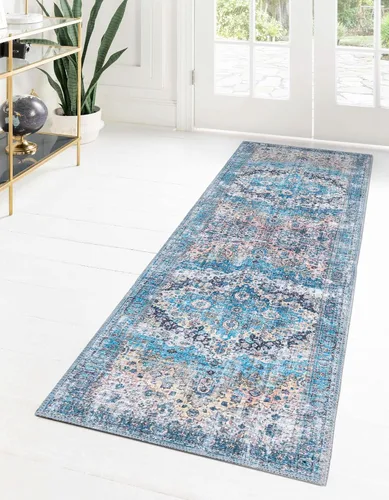 Vista 12 de Unique Loom Mangata Collection - Alfombra de área - Mary (rectangular 2' 0" x 3' 0", azul/negro)