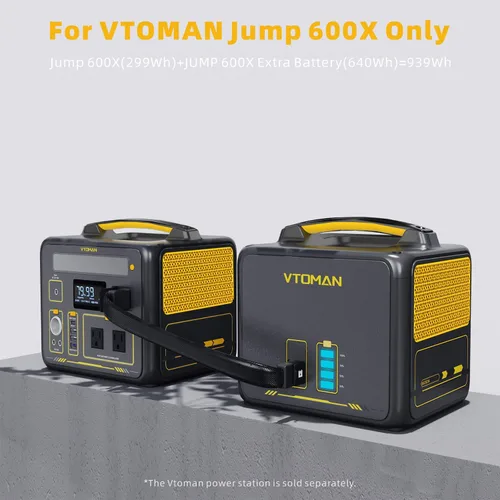 Vista 4 de VTOMAN Jump 600X Batería extra 640Wh para Jump 600X Estación de energía portátil, LiFePO4 (LFP) Batería de expansión de reserva con protección BMS