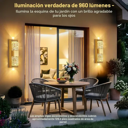Vista 2 de Luz de pared inteligente para exteriores, RGB, App y Alexa, dorado