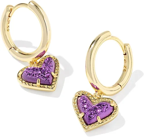 Vista 5 de Kendra Scott Ari Aretes de botón en forma de corazón para mujer, joyería de moda ORO - BRILLANTE AQUA DRUSY