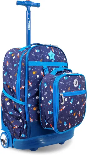 Vista 11 de J World Duo - Mochila con ruedas para niños, con juego de lonchera, color negro